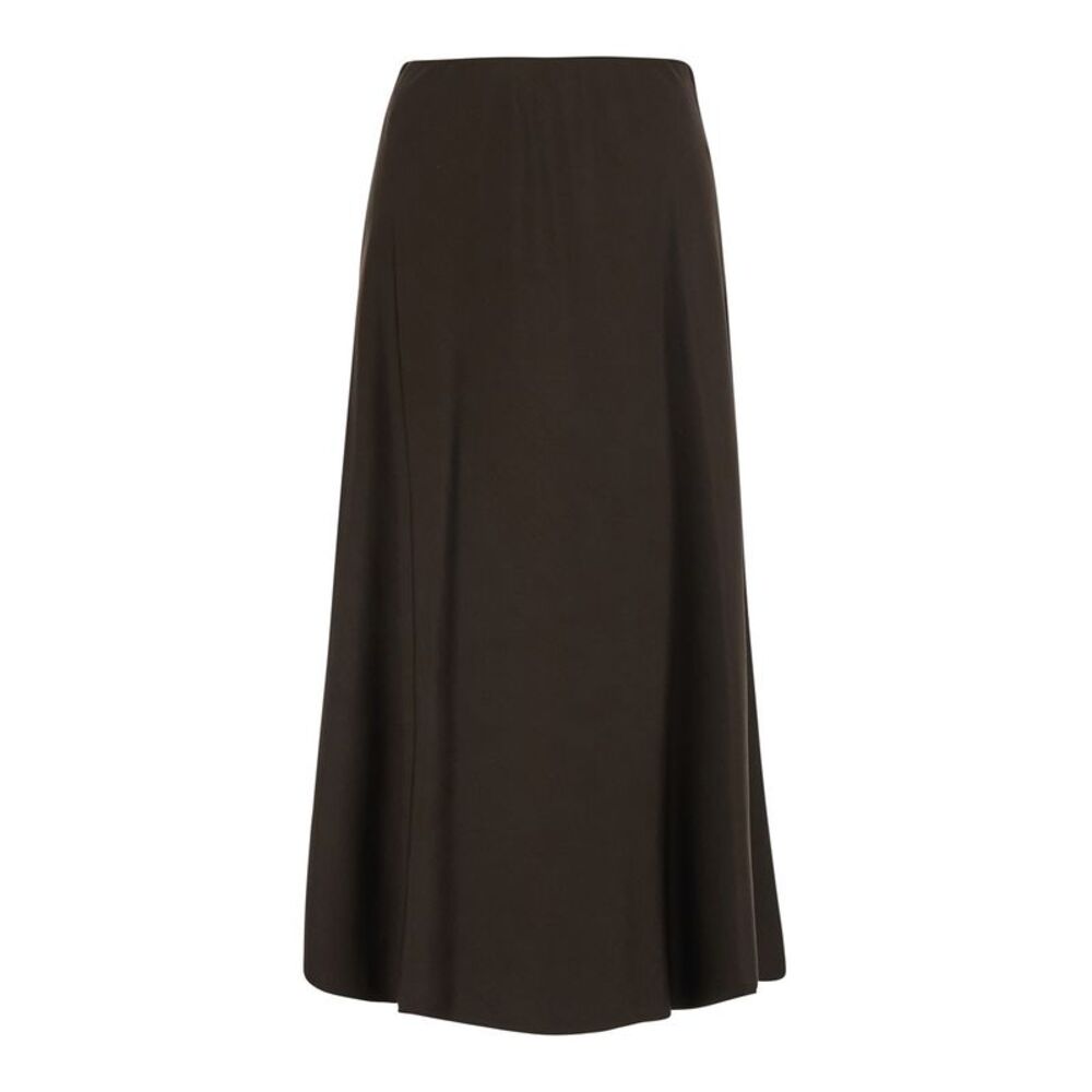 Brunello Cucinelli Women Brown A-Line Midi Skirt In Wool Blend For Women